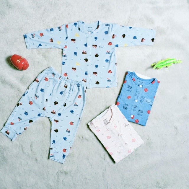 Bộ sơ sinh cài giữa dài tay họa tiết Avaler