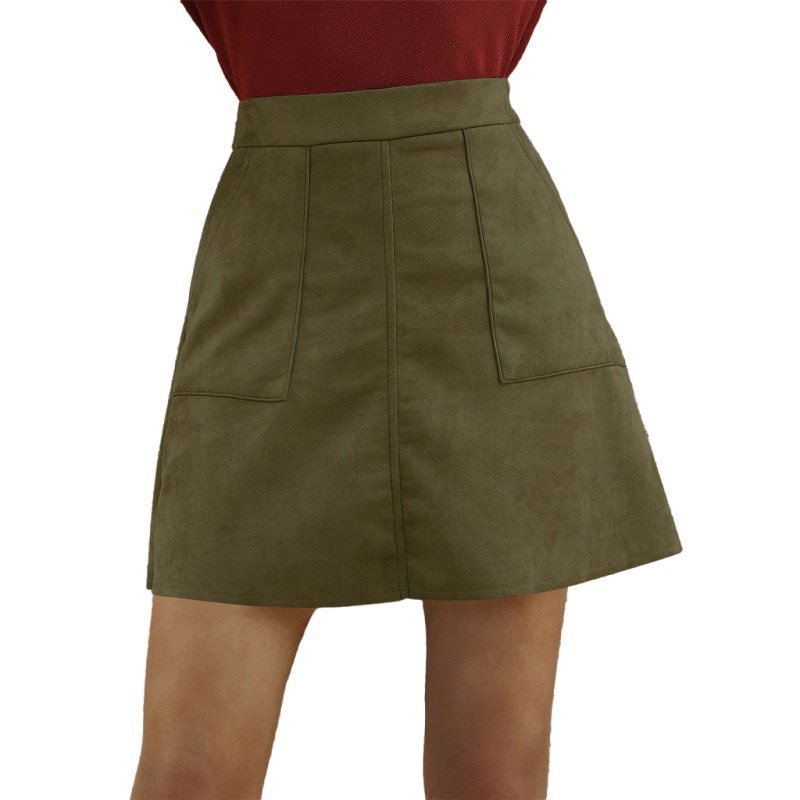 Chân Váy Bút Chì Lưng Cao Dáng Chữ A Màu Trơn Thời Trang Mùa Thu Cho Nữ