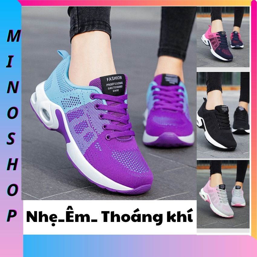 🚛SẴN HÀNG TẠI KHO HÀ NỘI🚛Giày thể thao nữ đi làm ,đi chơi,chạy bộ đế cao su đệm khí êm chân 4 màu MINOKA GTTN02