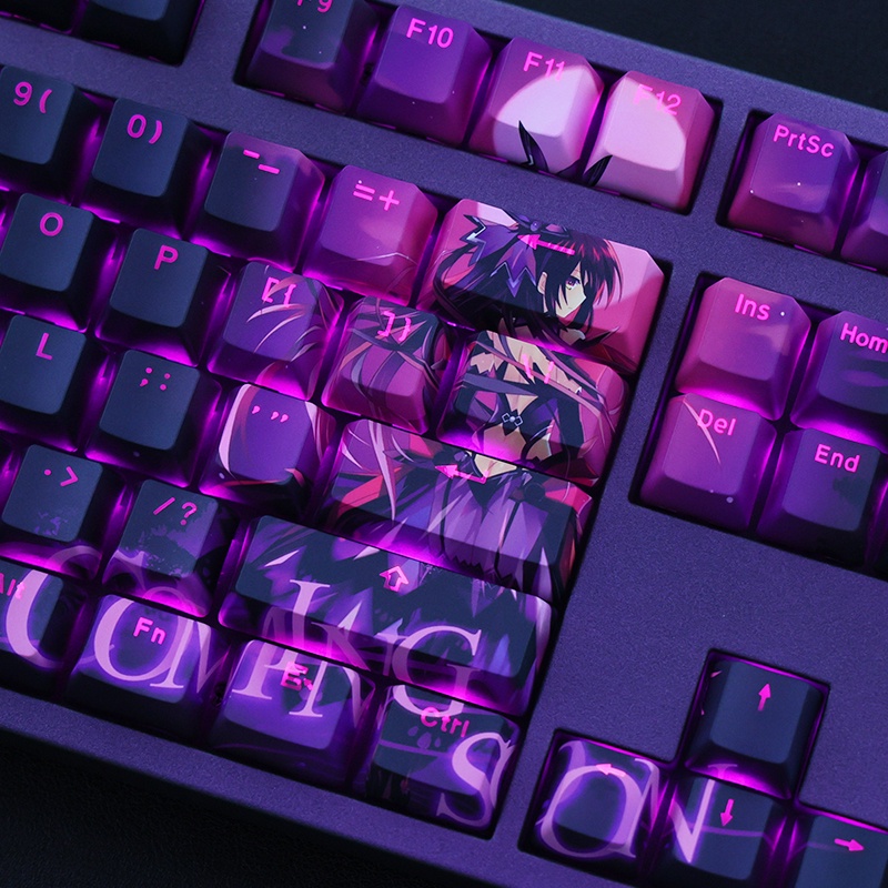 Yatogami Tohka theme keycap DATE A LIVE keycap OEM profile PBT Thuốc nhuộm thăng hoa Bàn phím cơ bàn phím Anime keycap xuyên qua Keycap nhẹ 108 phím