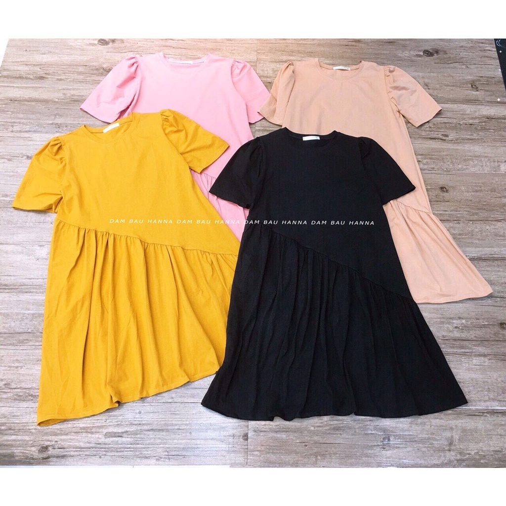 [HANNA -Size 40-75kg ] Đầm bầu thun cotton mặc ở nhà vải cotton lạnh loại 1vải mềm mát đường may chắc chắn lên dáng đẹp