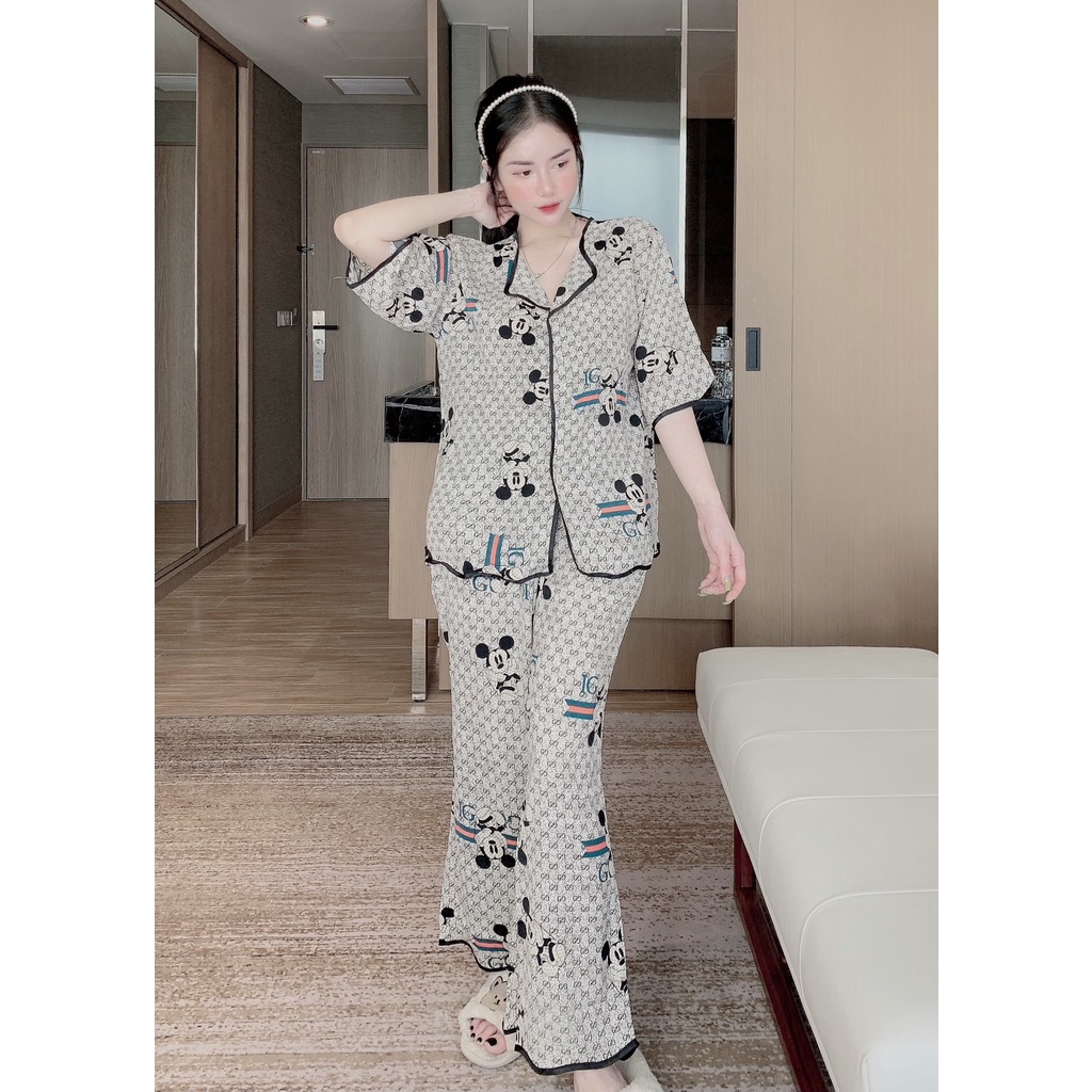 Đồ bộ Pijama nữ lụa mặc nhà cánh dơi mango cao cấp KOSAVA