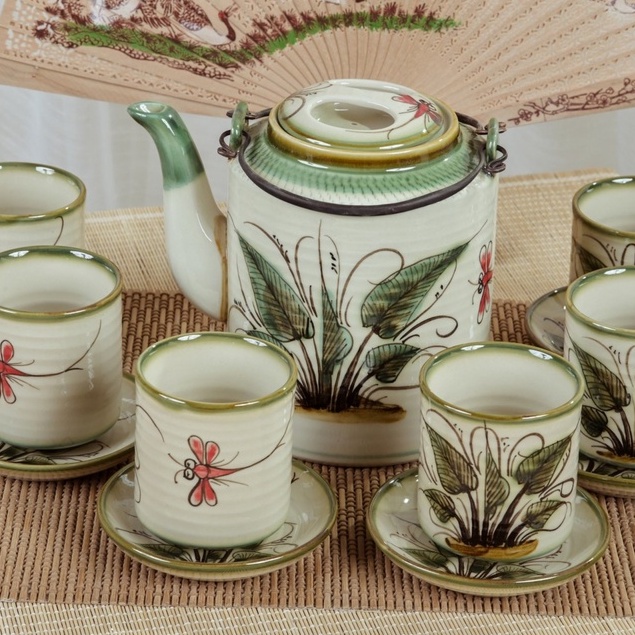 15 Bộ Ấm Tích Pha Trà , Hãm Chè Xanh 1,5Lit Vẽ Tay Gốm Sứ Bát Tràng