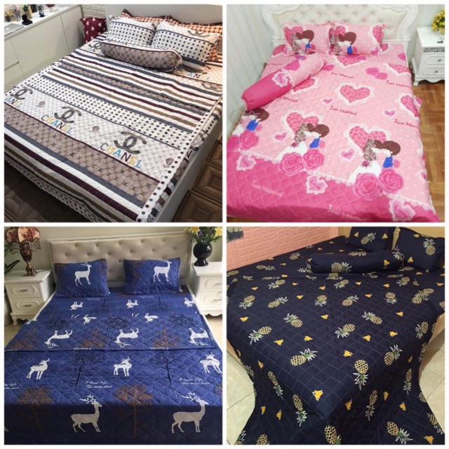 Bộ Chăn Hè và Ga Chun kèm 2 vỏ gối nằm tặng kèm vỏ gối ôm->Được chọn mẫu, chát ngay với shop hoặc lưu ý trên đơn hàng | BigBuy360 - bigbuy360.vn