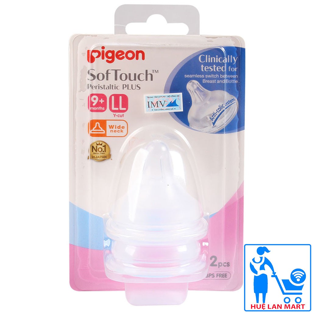 [CHÍNH HÃNG] Bộ Đôi Núm Vú Pigeon SofTouch Peristaltic Plus Cổ Rộng Size LL