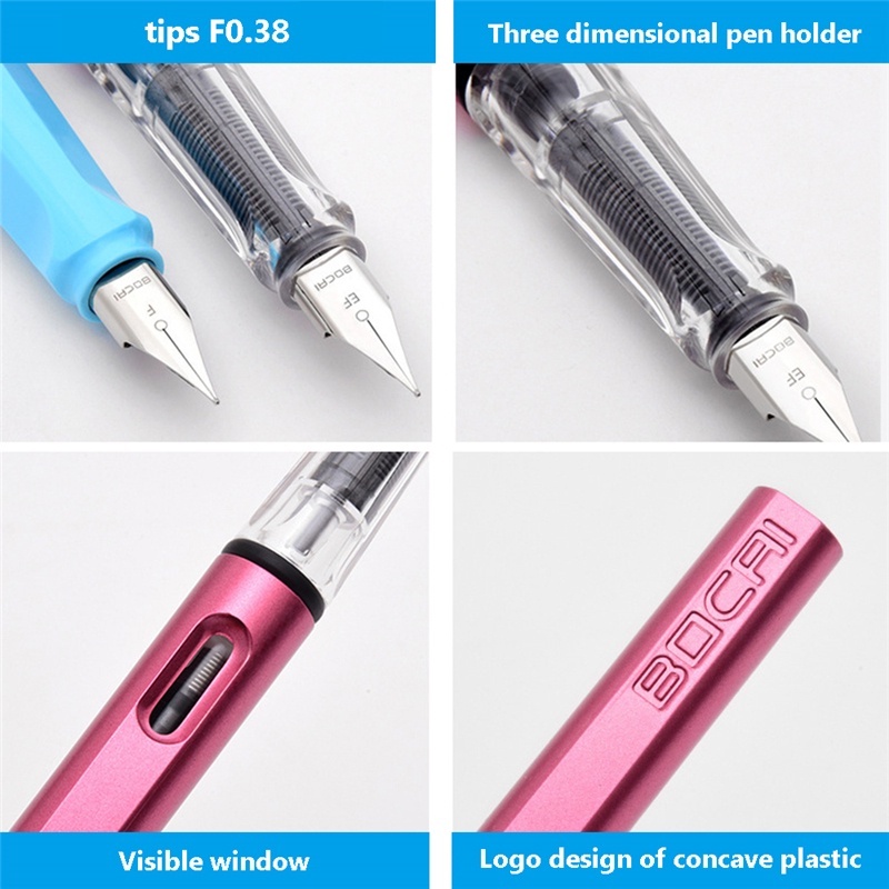 Bộ Bút Máy Màu Xanh/Đen Ngòi 0.38mm Chất Lượng Cao