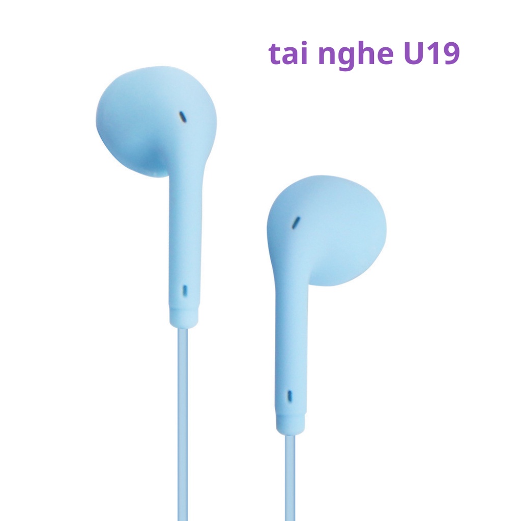 Tai nghe có dây nhét tai U19 TUEMAN có mic âm thanh êm nhiều màu sắc Macaron độc lạ jack cắm 3.5mm cho điện thoại