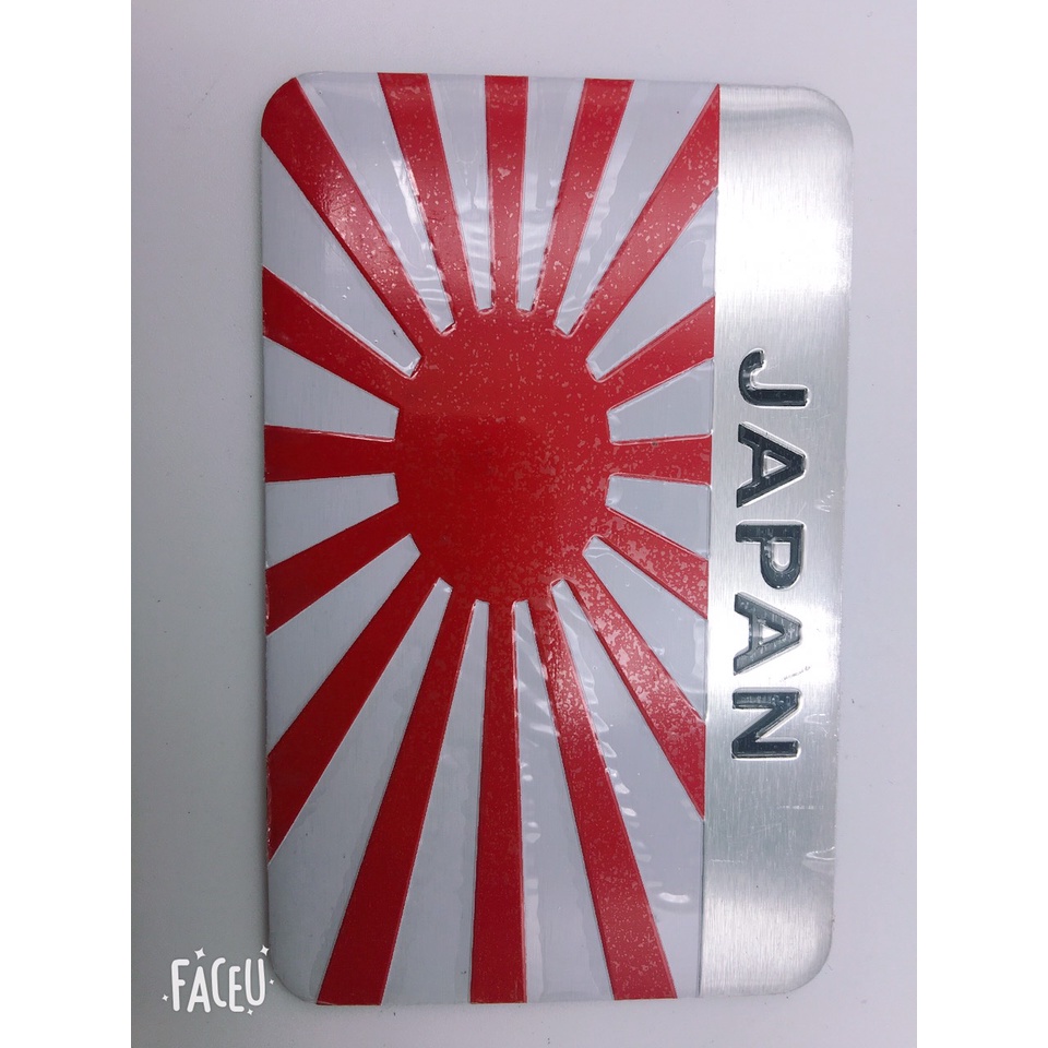 Logo cờ Nhật  tem nhôm dán xe oto sticker cờ các nước HÌnh chữ nhật