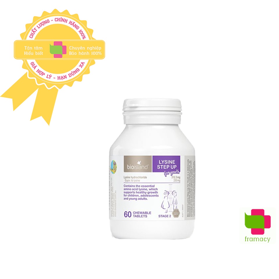 Thực phẩm Bioisland Lysine, Úc  tăng khả năng hấp thụ canxi và chiều cao cho trẻ 7 tháng - 24 tuổi