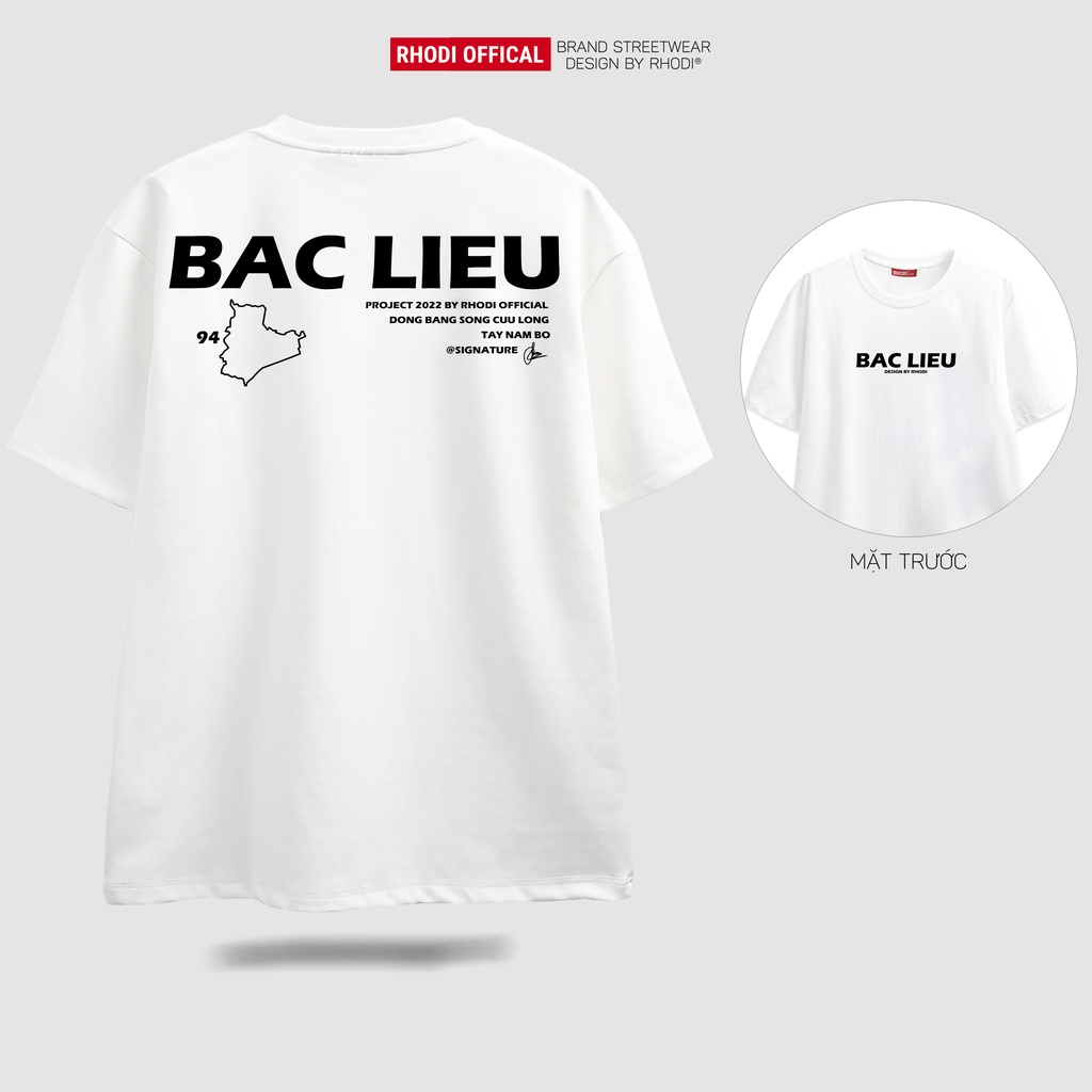 Áo thun local brand RHODI phông cổ tròn tay lỡ unisex nam nữ thế hệ genz Text Bạc Liêu