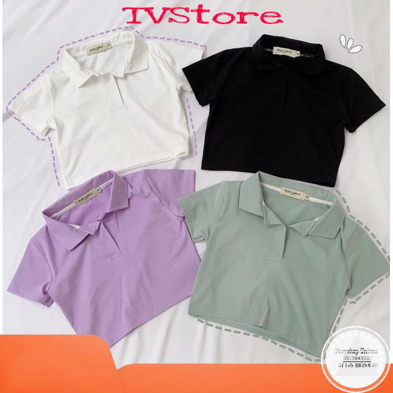 Áo Croptop Kiểu Ôm Body Ngắn Tay Cổ Đức Nữ basic trơn freesize chất cotton mềm mại thoáng mát