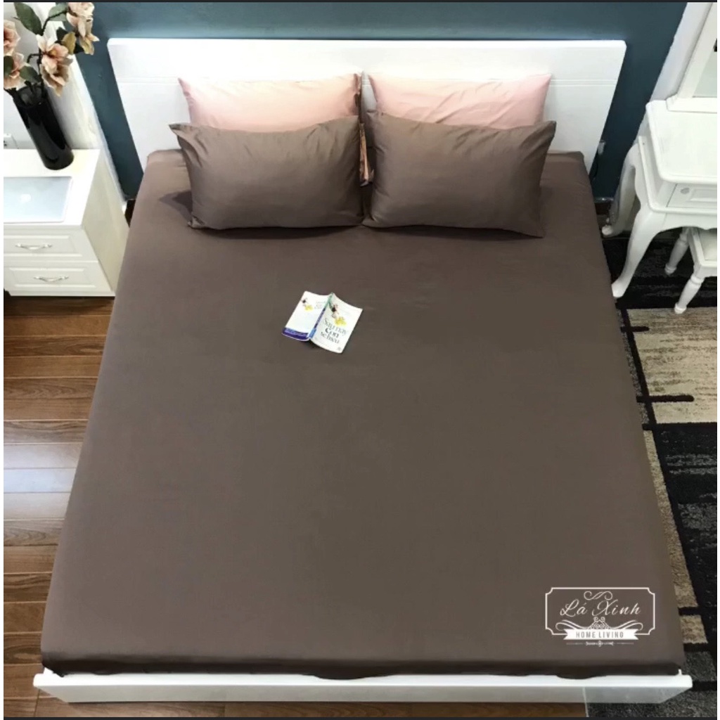 Bộ ga gối lụa tencel trơn 60s nhập khẩu cao cấp, ga giường lụa mát lạnh - nhiều màu lựa chọn đầy đủ kích thước