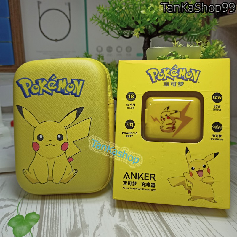 Hộp Đựng Phụ Kiện Điện Thoại in hình Pokemon Pikachu , Đựng cáp sạc tai nghe tiện lợi