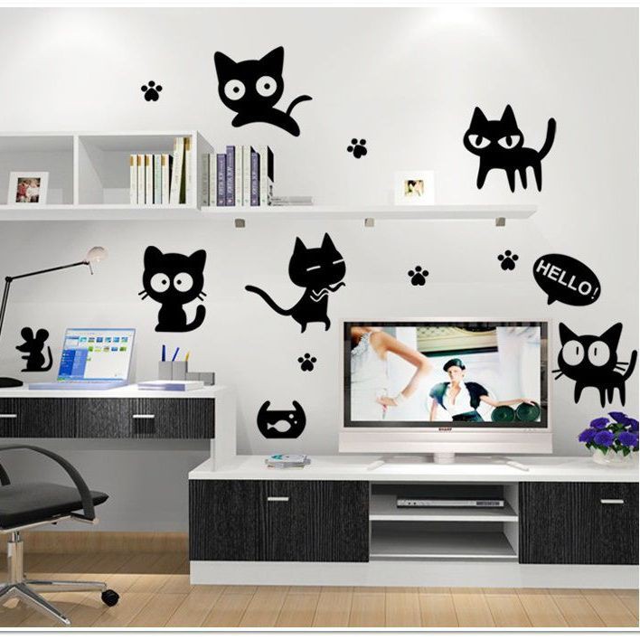 Decal mèo con dễ thương dán trang trí đẹp rẻ bền ngộ nghĩnh
