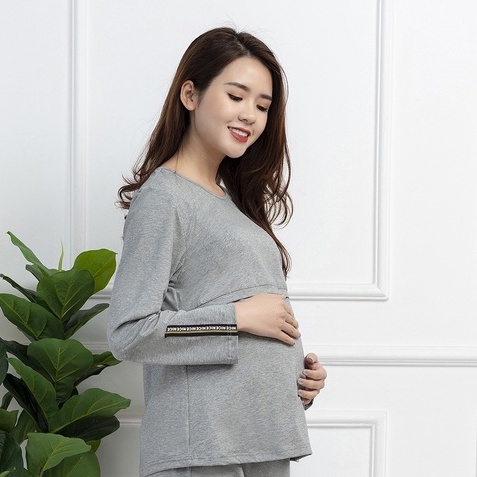 Bộ đồ bầu và sau sinh cho con bú Fochi Cotton Sài Gòn co giãn 4 chiều, thoáng mát, thấm hút mồ hôi tốt BSB071