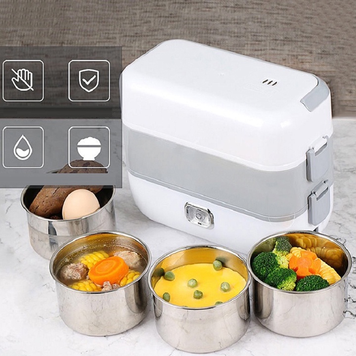 Hộp cơm cắm điện hâm nóng thức ăn, nấu được cơm canh, siêu tiện ích tiết kiệm thời gian