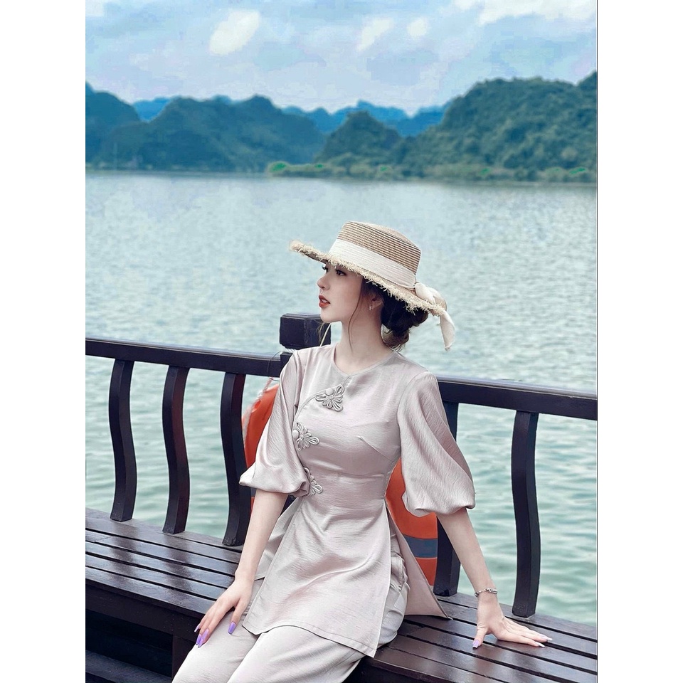 Đồ Lam Đi Chùa # Mẫu 3 Bông Lụa# Quần Áo Nữ