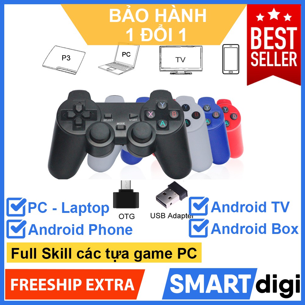 Tay cầm chơi game PC Laptop / Điện thoại Android / Android TV /Android Box/PS3 – Tay cầm chơi game không dây USB 2.4G D7