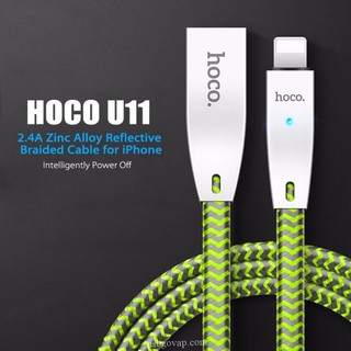 CÁP SẠC NHANH IPHONE TỰ NGẮT CAO CẤP HOCO U11 DÂY DÙ SIÊU BỀN ĐẦU BỌC KIM LOẠI PHÁT SÁNG HÀNG LOẠI 1