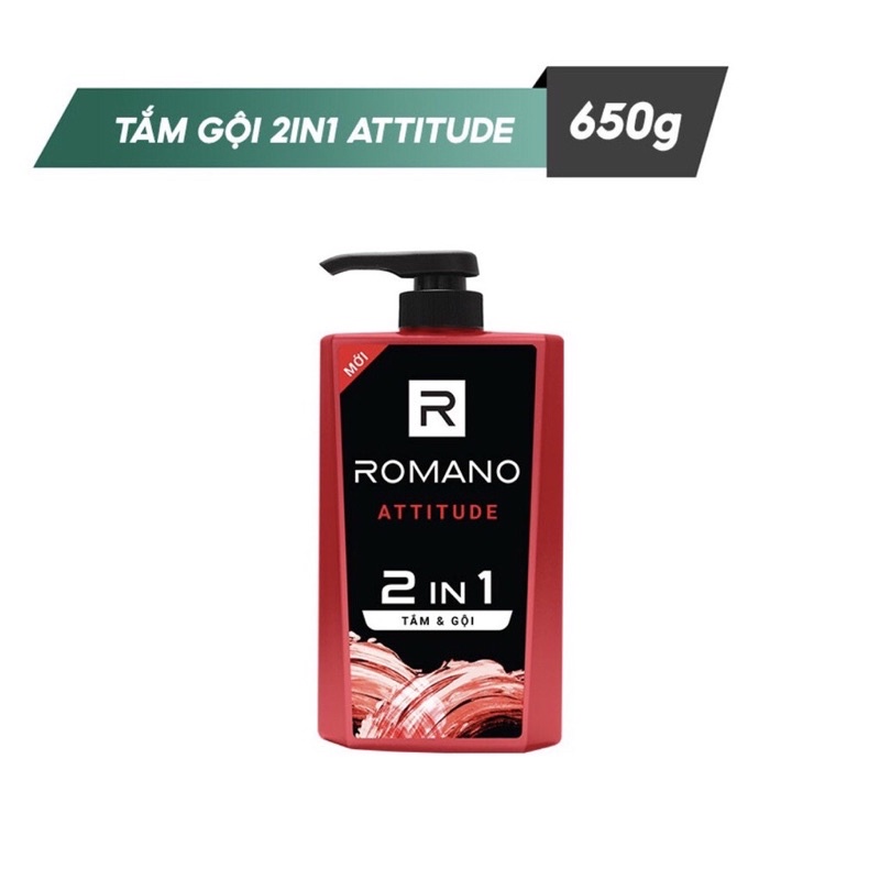 Tắm và gội 2in1 ROMANO hương nước hoa giữ ẩm chai 650ML