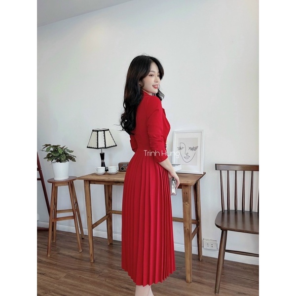 VÁY DẬP LI CỔ VEST