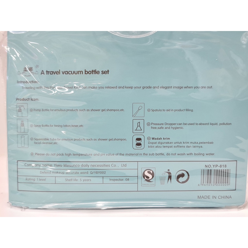 Bộ 6 Món Chiết Mỹ Phẩm Cao Cấp Tiện Lợi Mang Theo Du Lịch