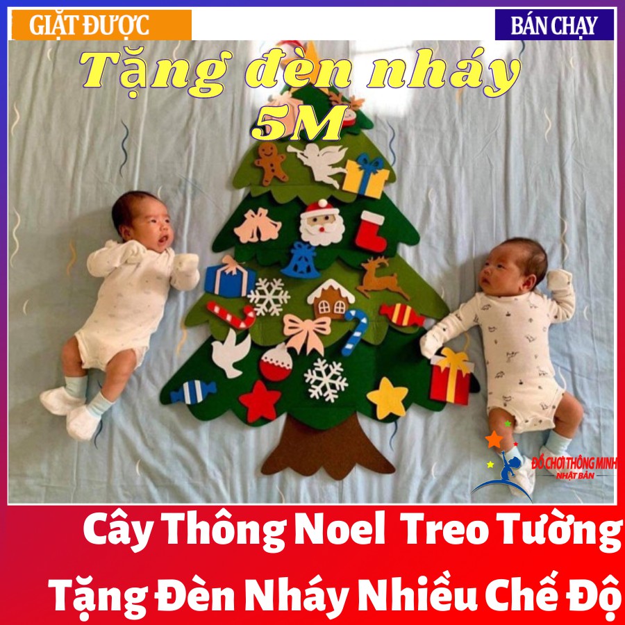 Cây thông noel vải treo tường cao 1m 24 - 27 chi tiết