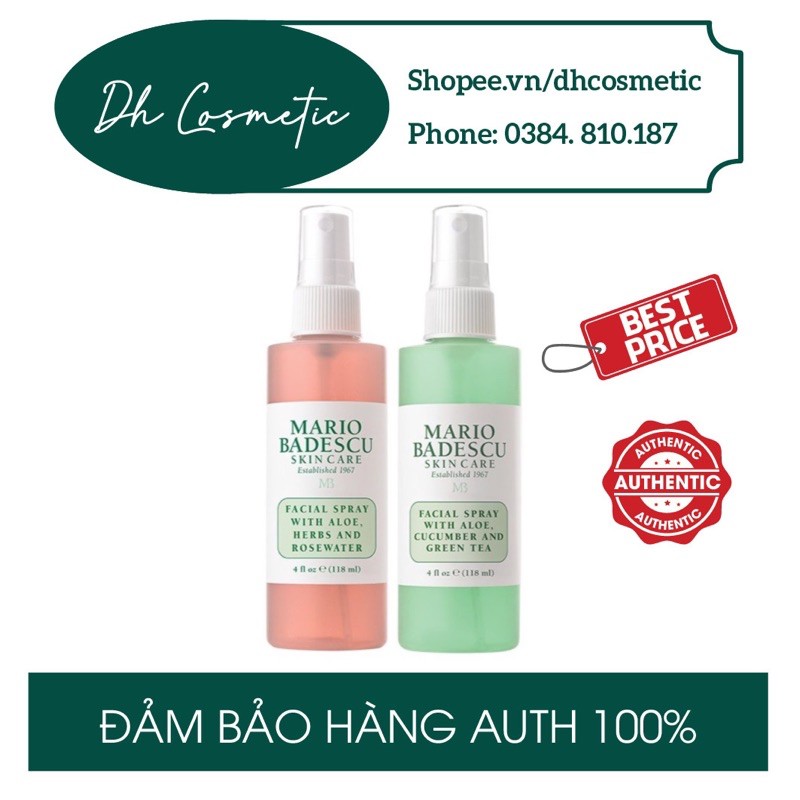 Nước Hoa Hồng Mario Badescu Aloe Cucumber/ Herbs & Rosewater Toner | BigBuy360 - bigbuy360.vn