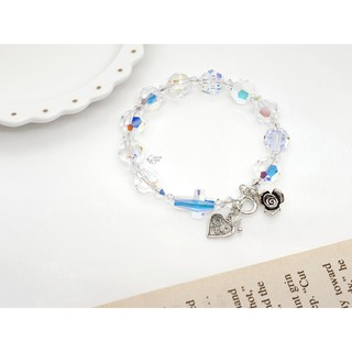 Vòng chuỗi mân côi pha lê áo cao cấp & bạc 925, thiết kế handmade limited