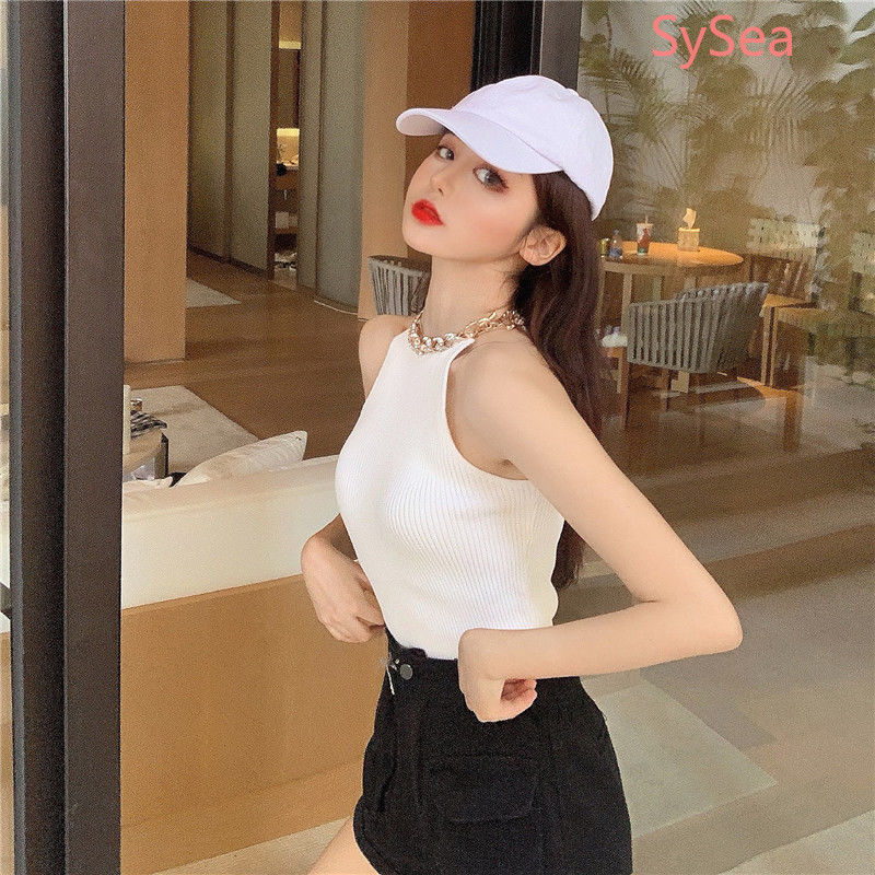 Áo dệt kim sát nách dáng ôm quyến rũ cho nữ mùa hè