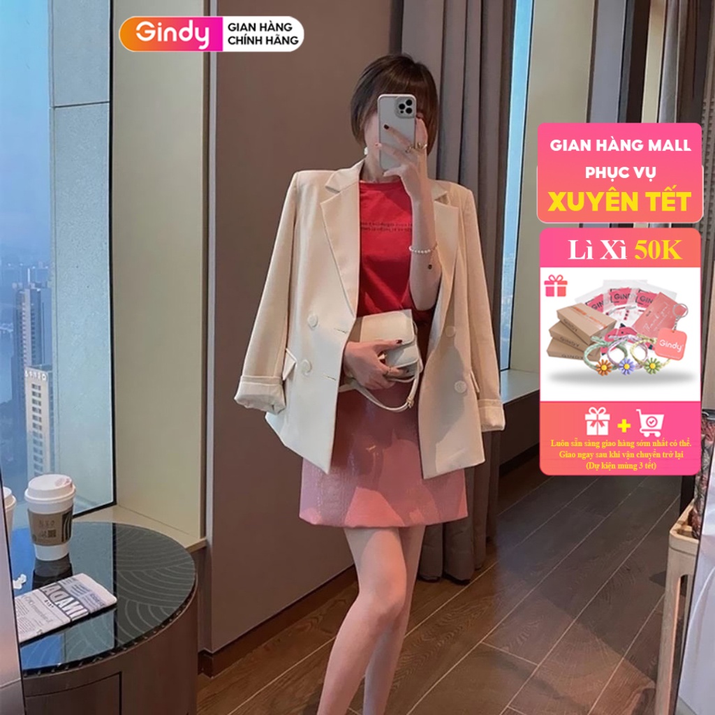 Áo khoác blazer nữ GINDY blazer vest sang chảnh 2 lớp vai có đệm vai thời trang thu đông A025
