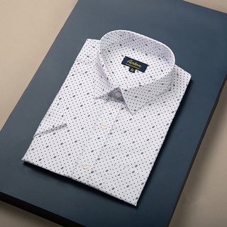 Áo Sơ Mi Nam Công Sở Trung Niên Anton Somianton Màu Trắng Ngắn Tay Chấm Bi Họa Tiết Vải Cotton Anton - Y808