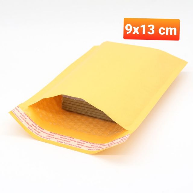 Combo 100 túi bóng khí chống sốc gói hàng 9x13 cm màu vàng