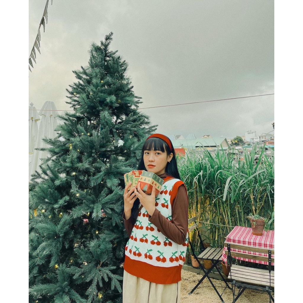 ÁO GILE LEN QUẢ CHERRY ULZZANG