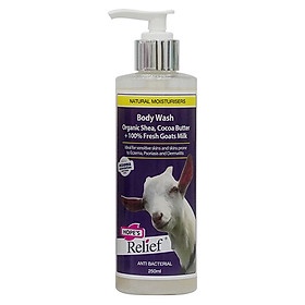 Sữa tắm sữa dê tươi và bơ ca cao diệt khuẩn Hope's Relief 250ml