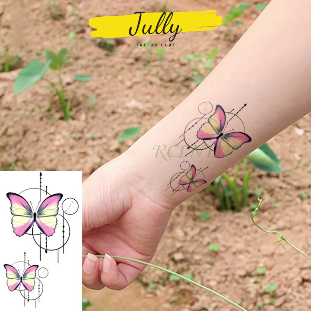Hình xăm dán, xăm tạm thời mini mẫu bướm nghệ thuật, chống thấm nước lâu trôi 15 ngày JULLY Tattoo chất