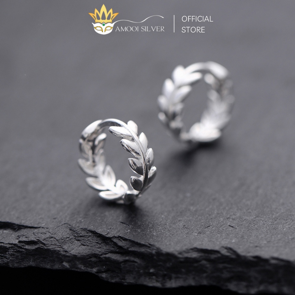 Bông Tai Bạc S925 Mẫu Khoen Tròn Nguyệt Quế Đường Kính 8mm - Amooi Silver AB18