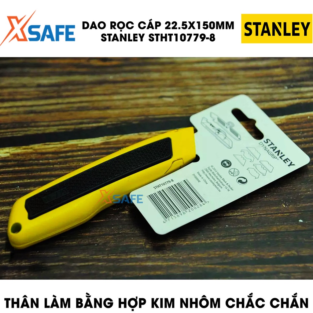 Dao rọc cáp cán nhôm STANLEY STHT10779-8 22.5x150mm, lưỡi dao hợp kim thép, tay nắm bọc cao su độ bám cao