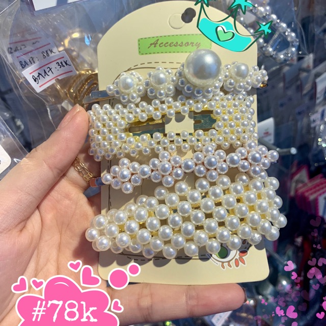 [Sỉ-lẻ] Set 4 kẹp đính hạt nhân tạo hot trend siêu tiết kiệm