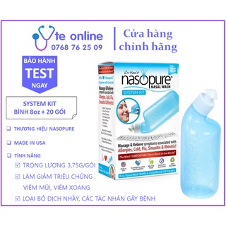 Bộ Muối Rửa Mũi Xoang Cao Cấp Nasopure System Kit (1 bình 240ml + 20 gói muối) | Viêm mũi, Viêm xoang, Sổ mũi, Nghẹt mũi