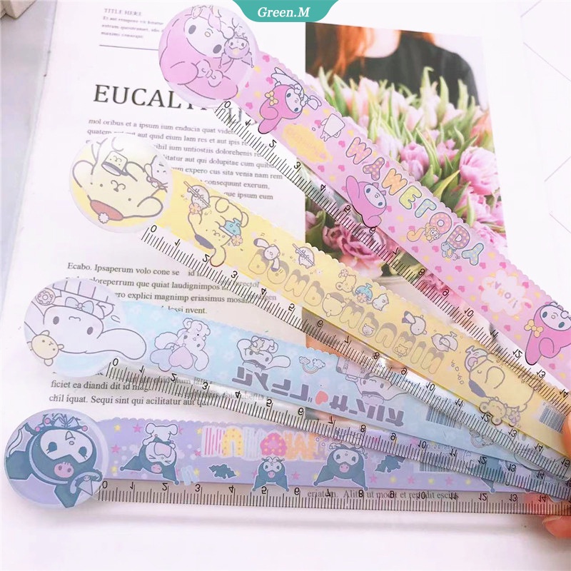 Thước Nhựa Acrylic Trong Suốt Chống Vỡ 15cm Hình Sanrio Cinnamoroll Hello Kitty Kuromi