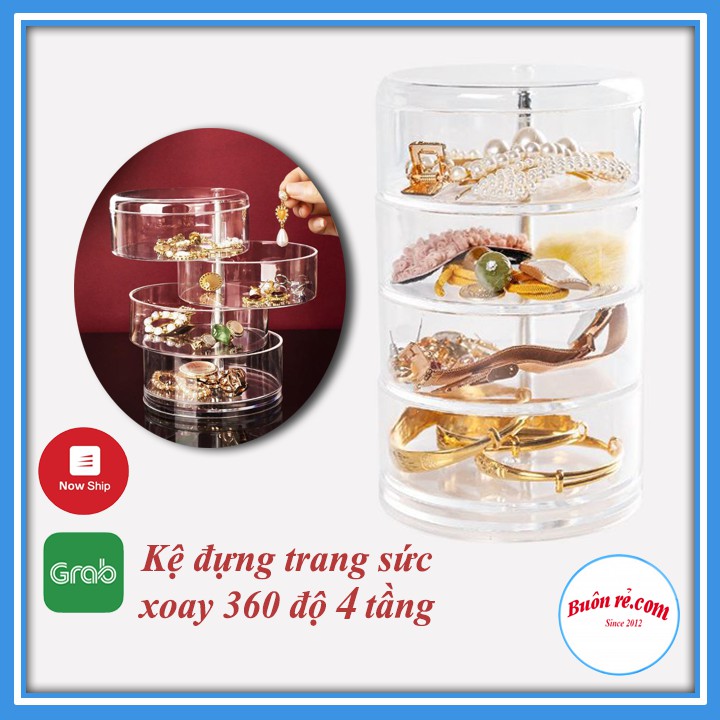 Kệ đựng trang sức trong suốt 4 tầng xoay 360 độ cao cấp -Buôn rẻ -01004