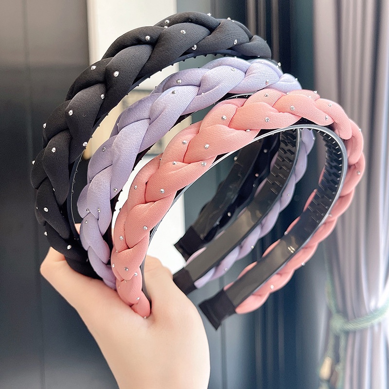 Băng Đô Đội Đầu Có Đính Đá Xoắn Thời Trang Cho Nữ Rửa Mặt