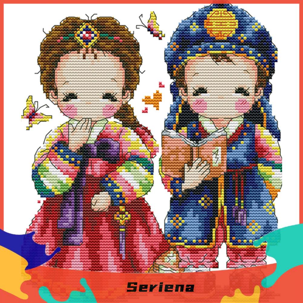 Tranh thêu chữ thập DIY 2 sợi cotton sinh học 14CT vải canvas hoạt hình thủ công dành cho trang trí nhà cửa