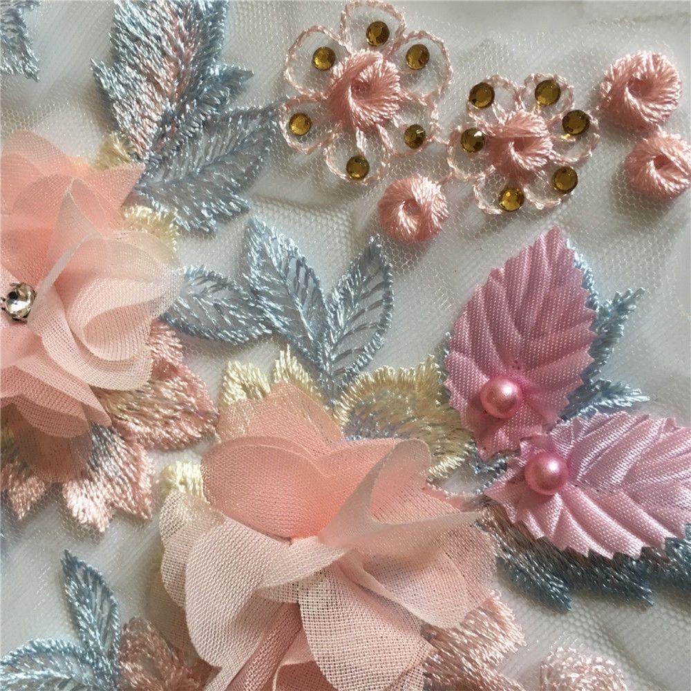 BACK2LIFE 2 Miếng Vải Tuyn Phối Ren Thêu Hoa Xinh Xắn