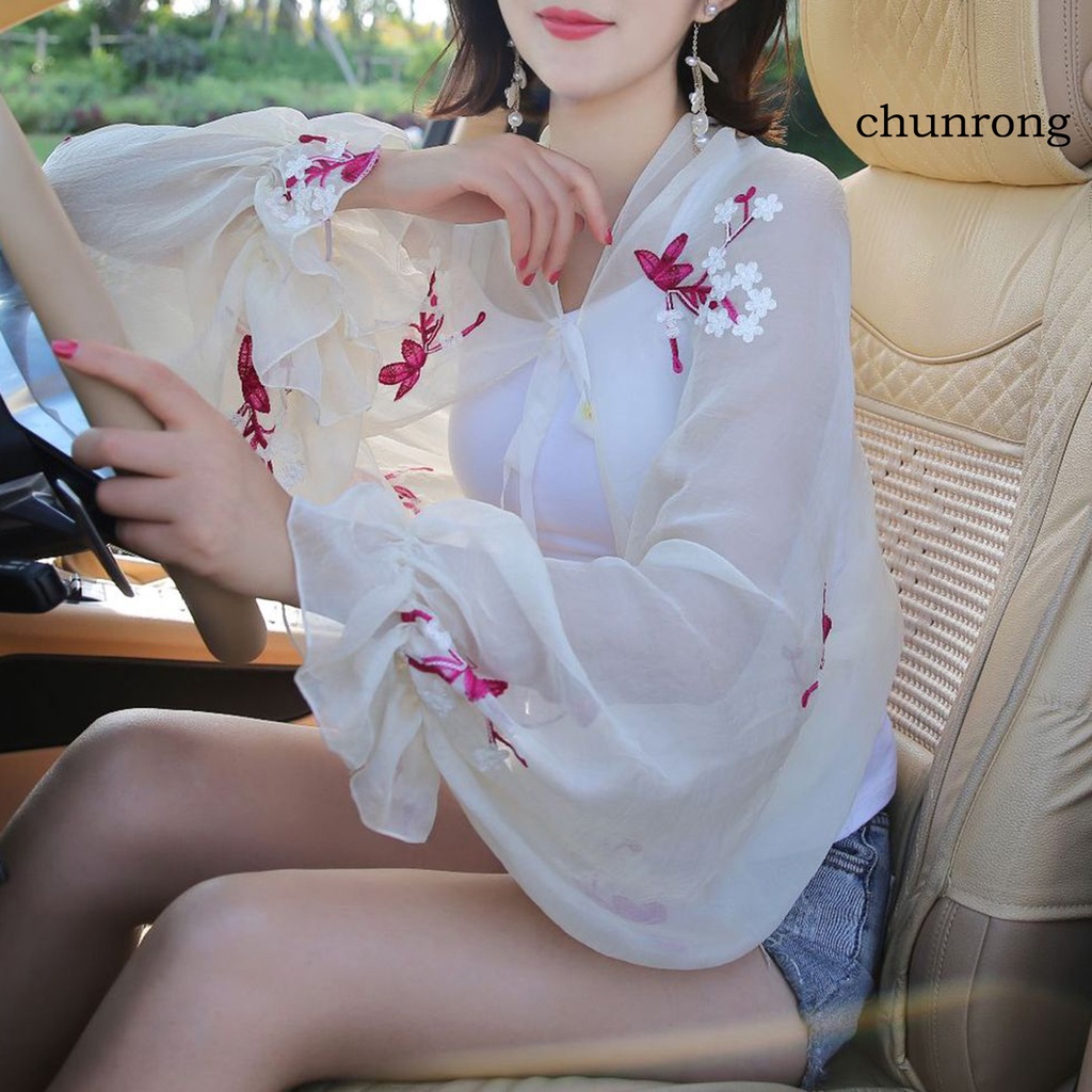 Áo Choàng Thêu Hoa Chống Nắng Thời Trang Đi Biển Cho Nữ