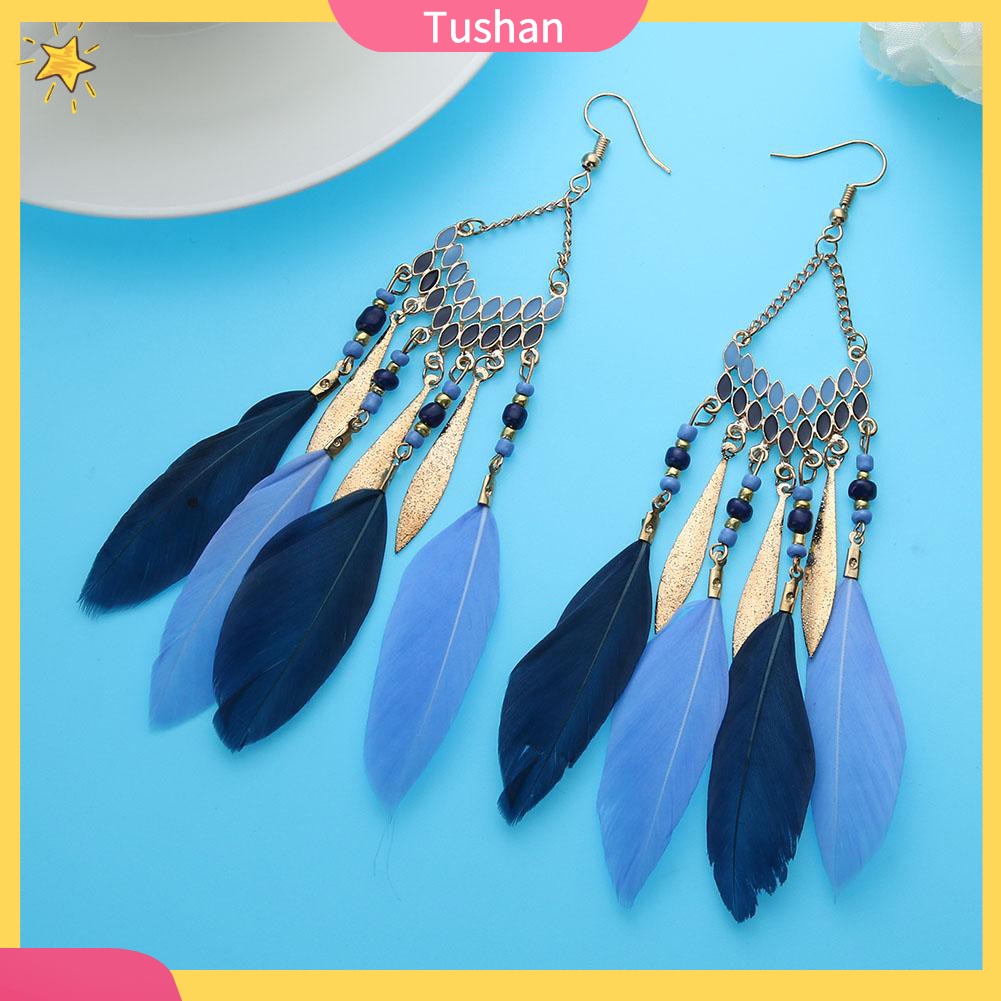 Khuyên tai lông vũ phong cách Boho cổ điển cho nữ