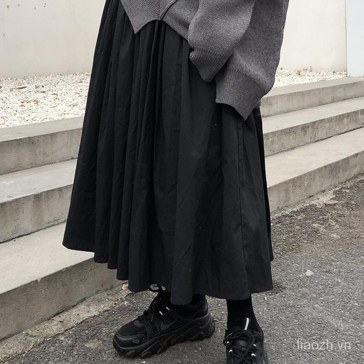 Chân Váy Đen Cạp Cao Phong Cách Nhật Bản Thời Trang Thu Đông 2021
