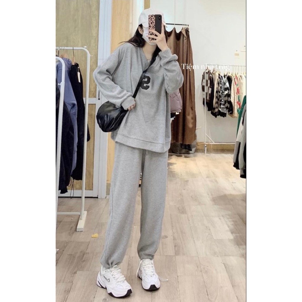 Quần Jogger Bo Gấu Dáng Thụng Vải Len Tăm