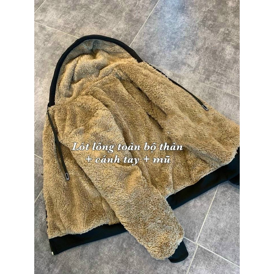 AKN5 - ÁO NỈ ĐEN HOODIE LÓT LÔNG CỪU NAM NỮ | BigBuy360 - bigbuy360.vn